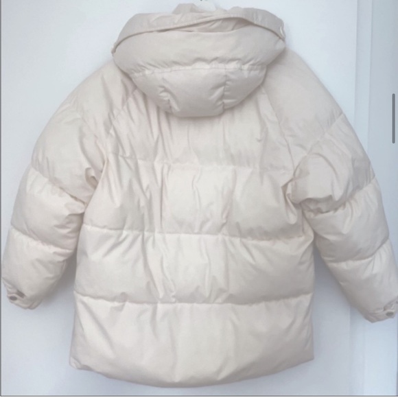 Zara oversized hooded ecru cream neutral puffer jacket Parka pocket size XS NWT - Picture 12 of 16
